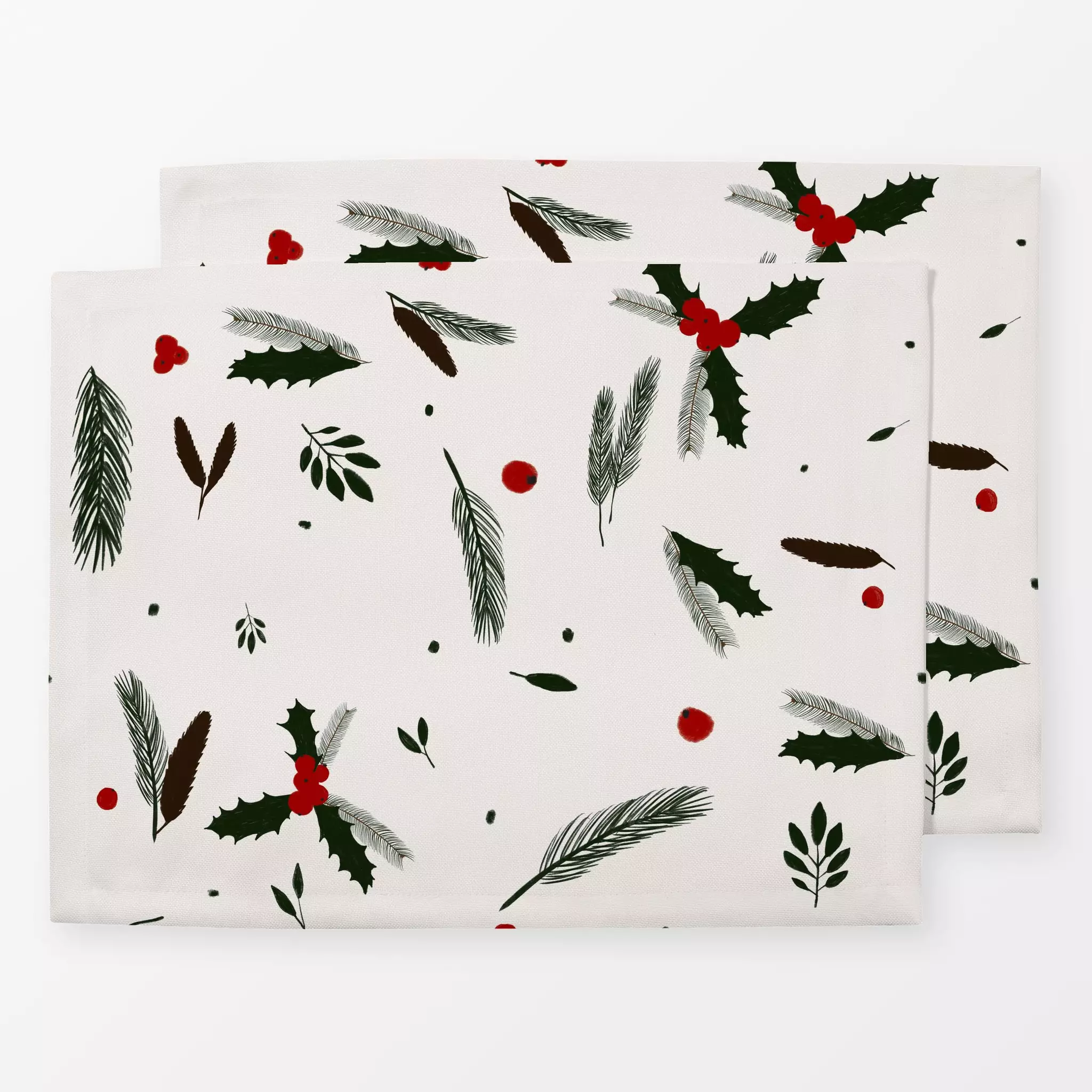 Tischset Zweige Weihnachten - Weihnachten, Pflanzen & Botanik - von „Sophie Augustin Illustration"; Weihnachten, Mistelzweig...