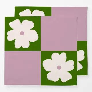 Servietten Blumen Karo Grün
