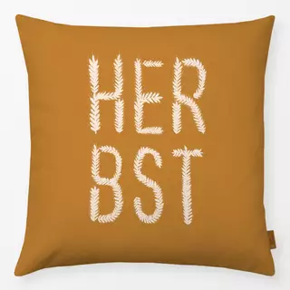 Kissen Herbst Getreidetypo Ocker