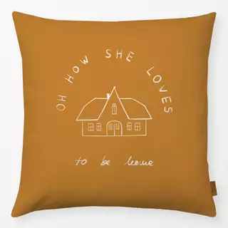 Kissen Haus Typo Ocker