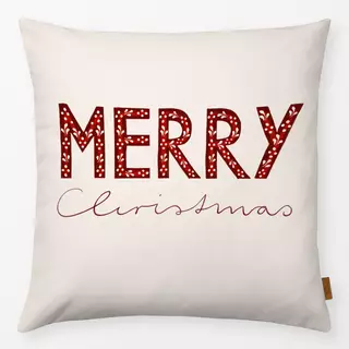Kissen Merry Christmas Beige Rot