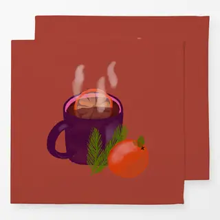 Servietten Glühwein Aquarell Braunorange