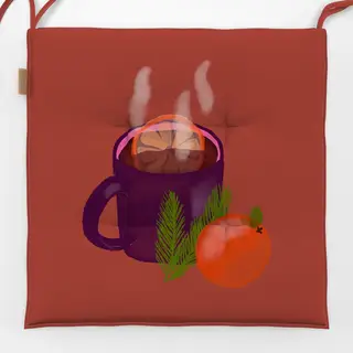 Sitzkissen Glühwein Aquarell Braunorange