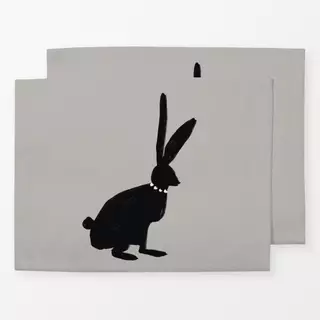 Tischset Osterhase mit Kette Hellgrau