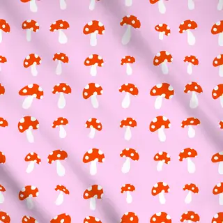 Meterware Fliegenpilze Pattern Pink