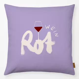 Kissen Rotwein Bogentypo Flieder