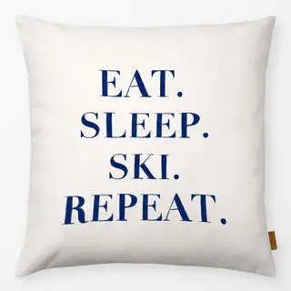 Kissen Eat Sleep Ski Repeat Beige