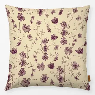 Kissen Blumenmuster Gelb Burgundy