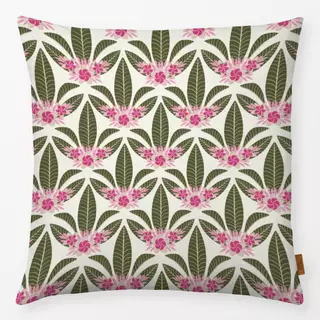 Kissen Palmenblätter und Blumen Creme