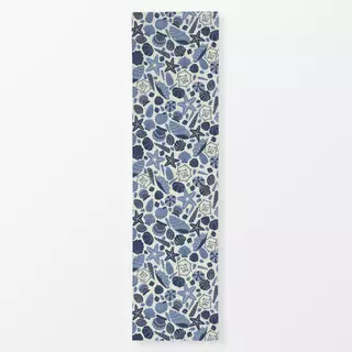 Tischläufer Muscheln Creme Blau Allover