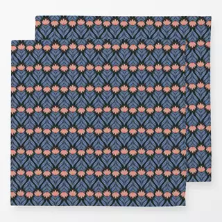 Servietten Folk Flower Schwarz Blau