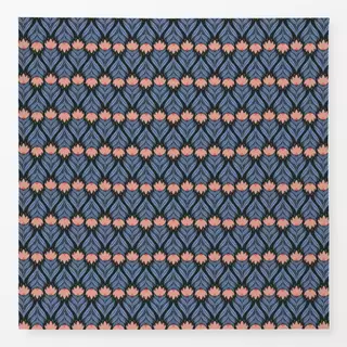 Tischdecke Folk Flower Schwarz Blau
