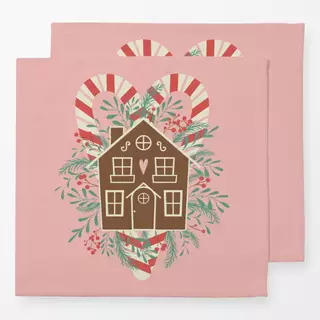 Servietten Lebkuchenhaus Pink