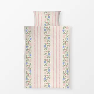 Bettwäsche Blumen und Spitze Weiss Rosa