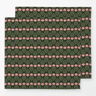 Servietten Folk Flower Schwarz Grün