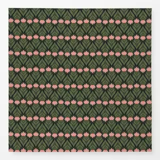Tischdecke Folk Flower Schwarz Grün