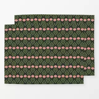 Tischset Folk Flower Schwarz Grün