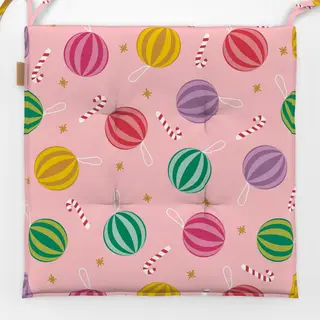 Sitzkissen Candy Weihnachtskugeln AOP