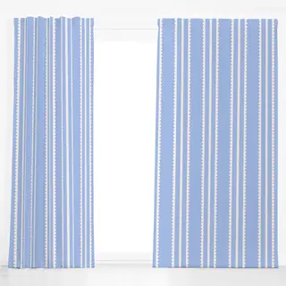 Dekovorhang Spitzenstreifen Blau