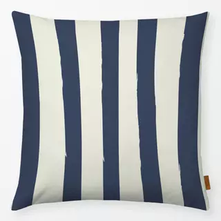 Kissen Messy Streifen Weiss Blau