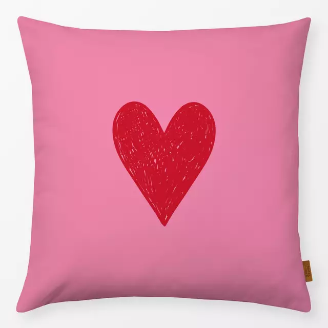 Kissen Sketchy Herz Pink Rot von DEINKI Studio