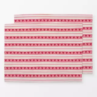 Tischset Streifen und Herzen Rosa