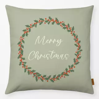 Kissen Weihnachtskranz Holly Grün