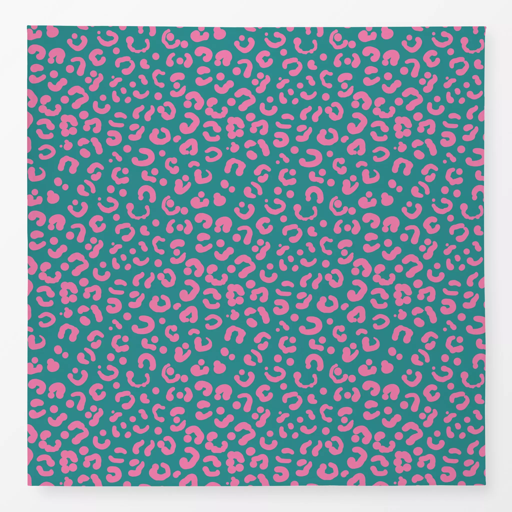 Tischdecke Leopardenmuster gruen rosa, gemustert, von Julia Reyelt