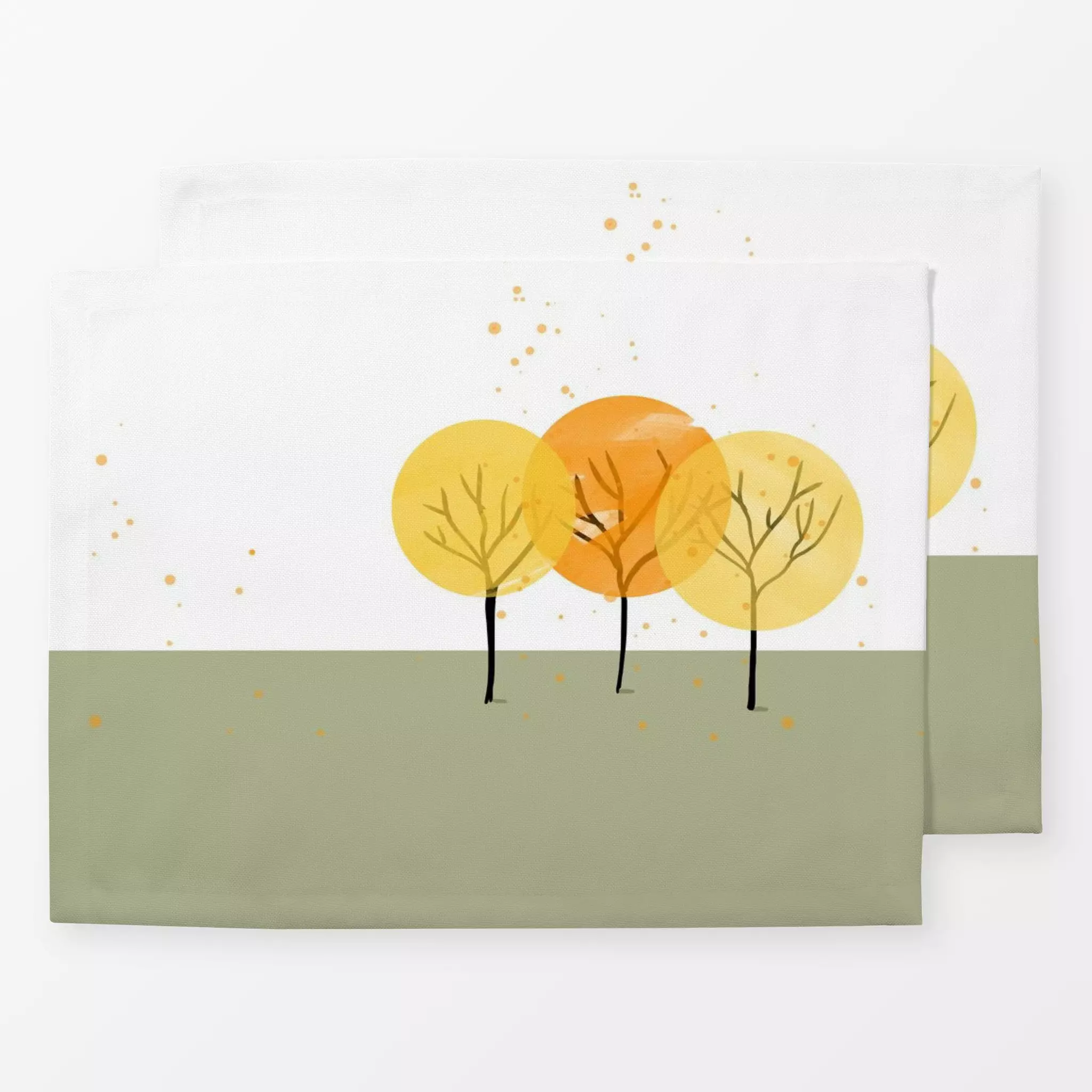 Tischset Drei Herbst Bäume - Herbst, Pflanzen & Botanik - von „Julia Reyelt"; Aquarell, Natur, Textur, linie, Blatt, Punkte,...