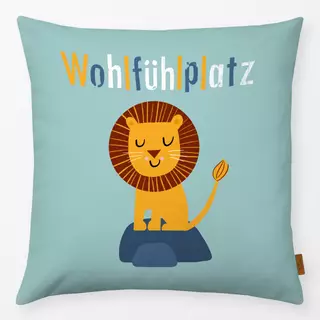 Kissen Wohlfuehlplatz Löwe blau
