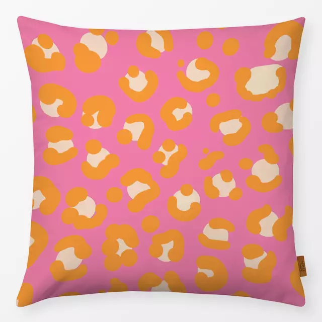 Kissen Leopardenmuster pink-orange von Julia Reyelt