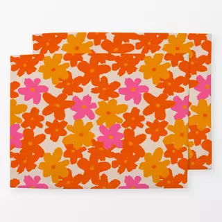 Tischset Flower muster pinkorange