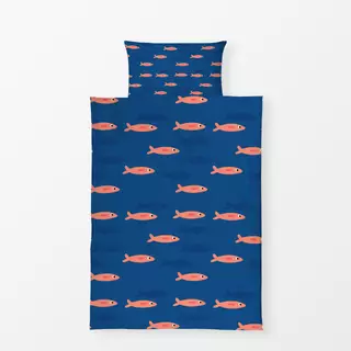 Bettwäsche Fischmuster blau
