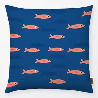 Kissen Fischmuster blau