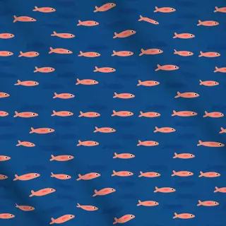 Meterware Fischmuster blau