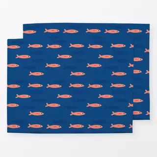 Tischset Fischmuster blau
