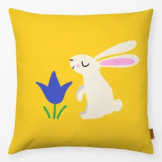 Kissen Hase mit Tulpe Muster gelb