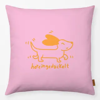 Kissen hereingedackelt comic orange