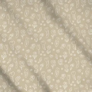 Meterware Fruehlingsblumen Outline beige