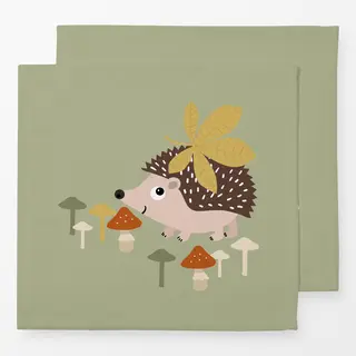 Servietten Igel im Herbst mit Pilzen