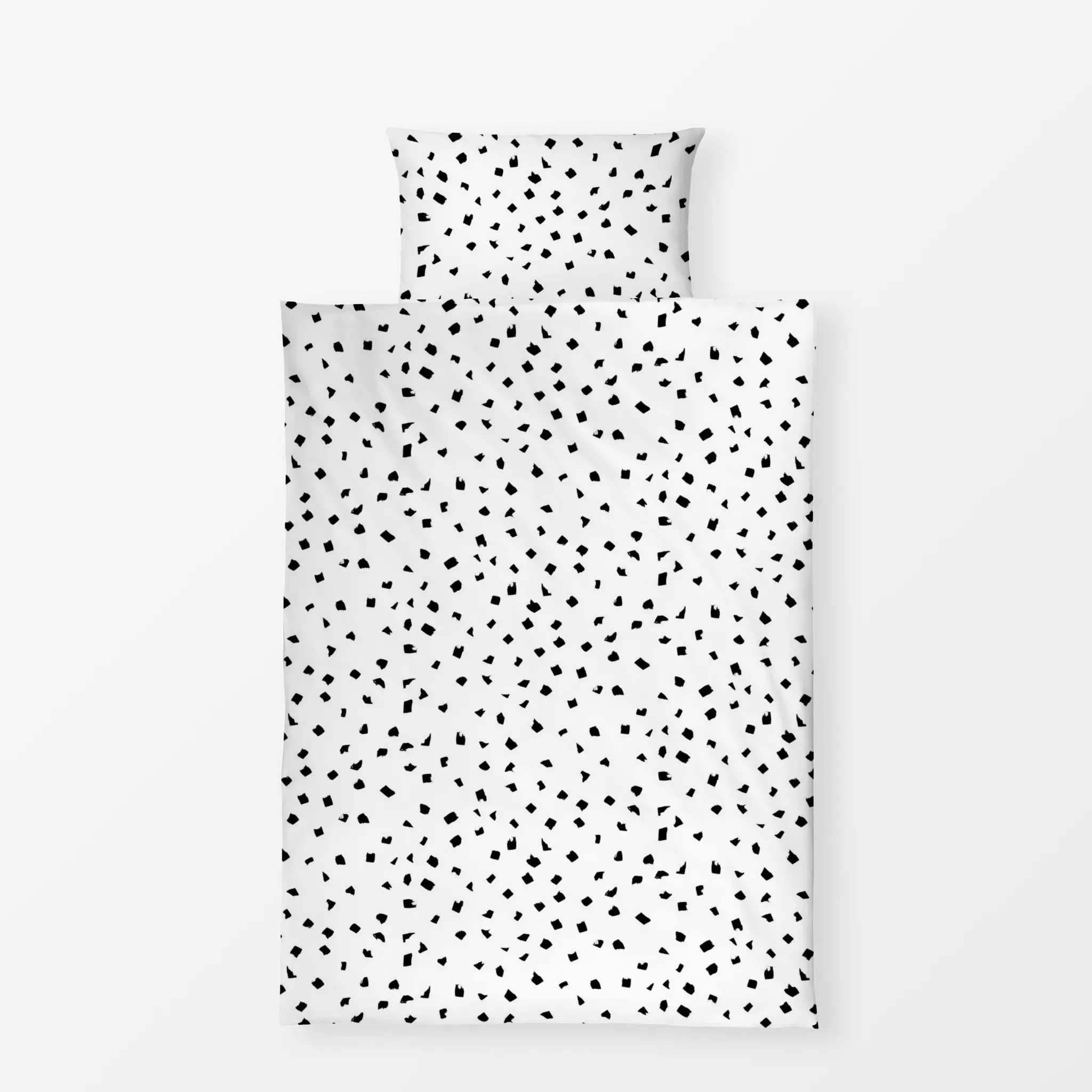 Bettwäsche Konfetti Punkte 1 schwarz weiß - Symbole & Muster - von „Primus Pattern"; minimal, Kinder, Punkte, skandinavisch,...