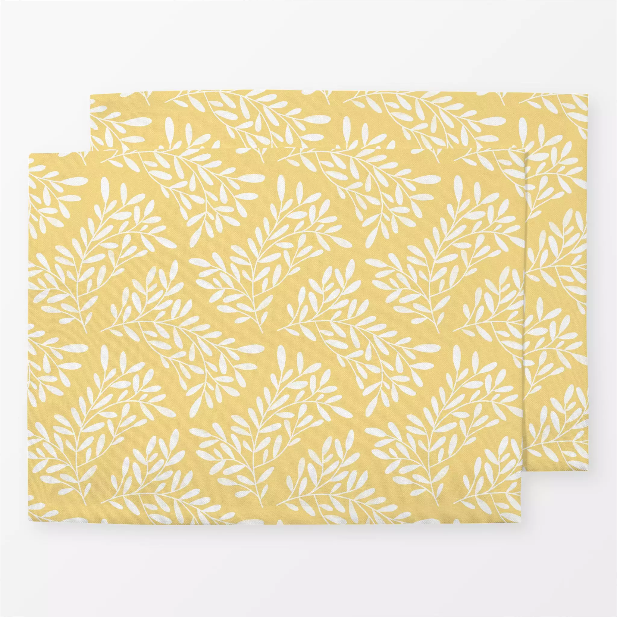 Tischset Verzweigt 5 Popcorn-Gelb - Blumen & Florales, Frühling - von „Primus Pattern"; boho, Zweig, Blätter, Sommer, floral...