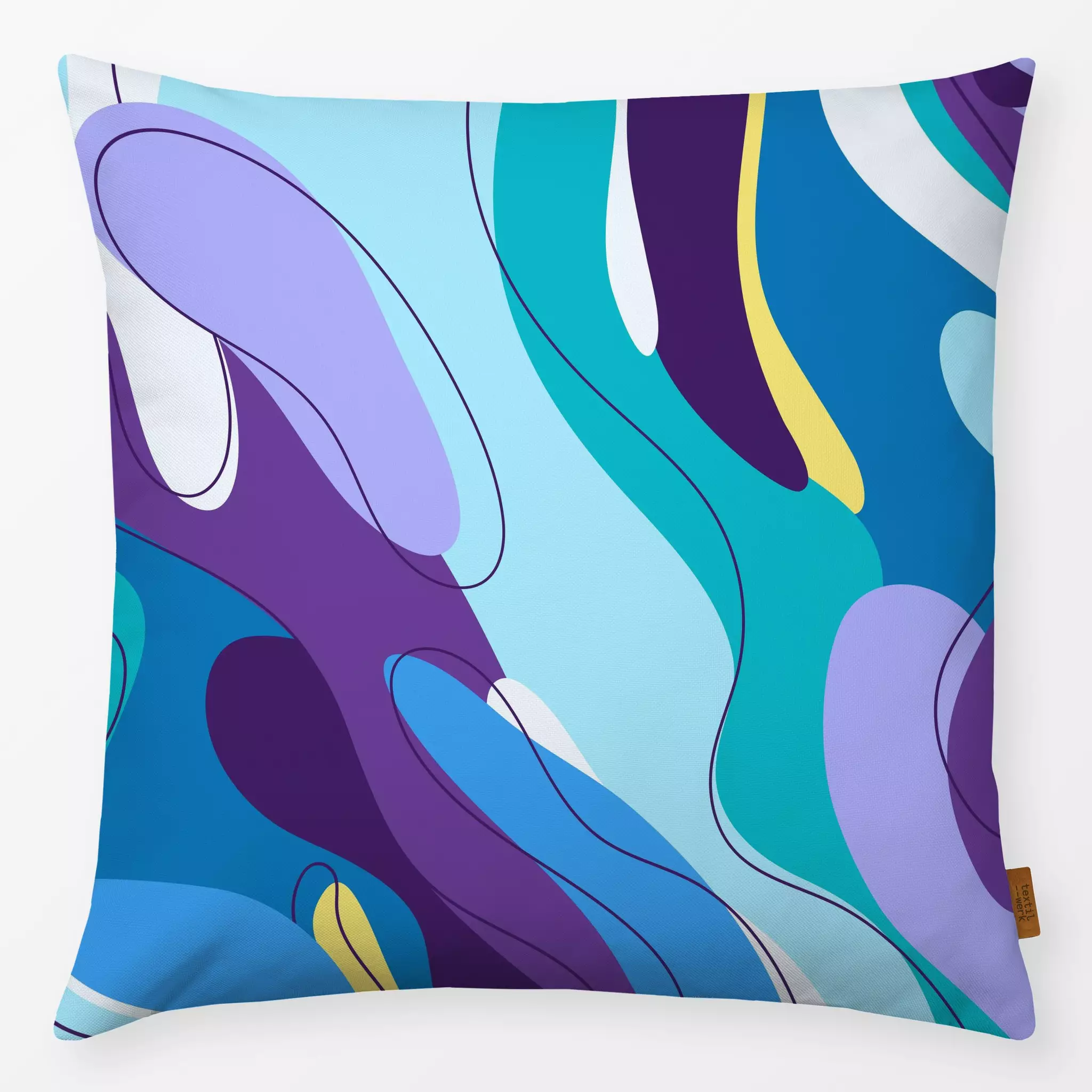 Kissen Farbfreude Ozean 1 - Symbole & Muster - von „Primus Pattern"; abstrakt, Wasser, Meer, Sommer, formen, maritim, organi...