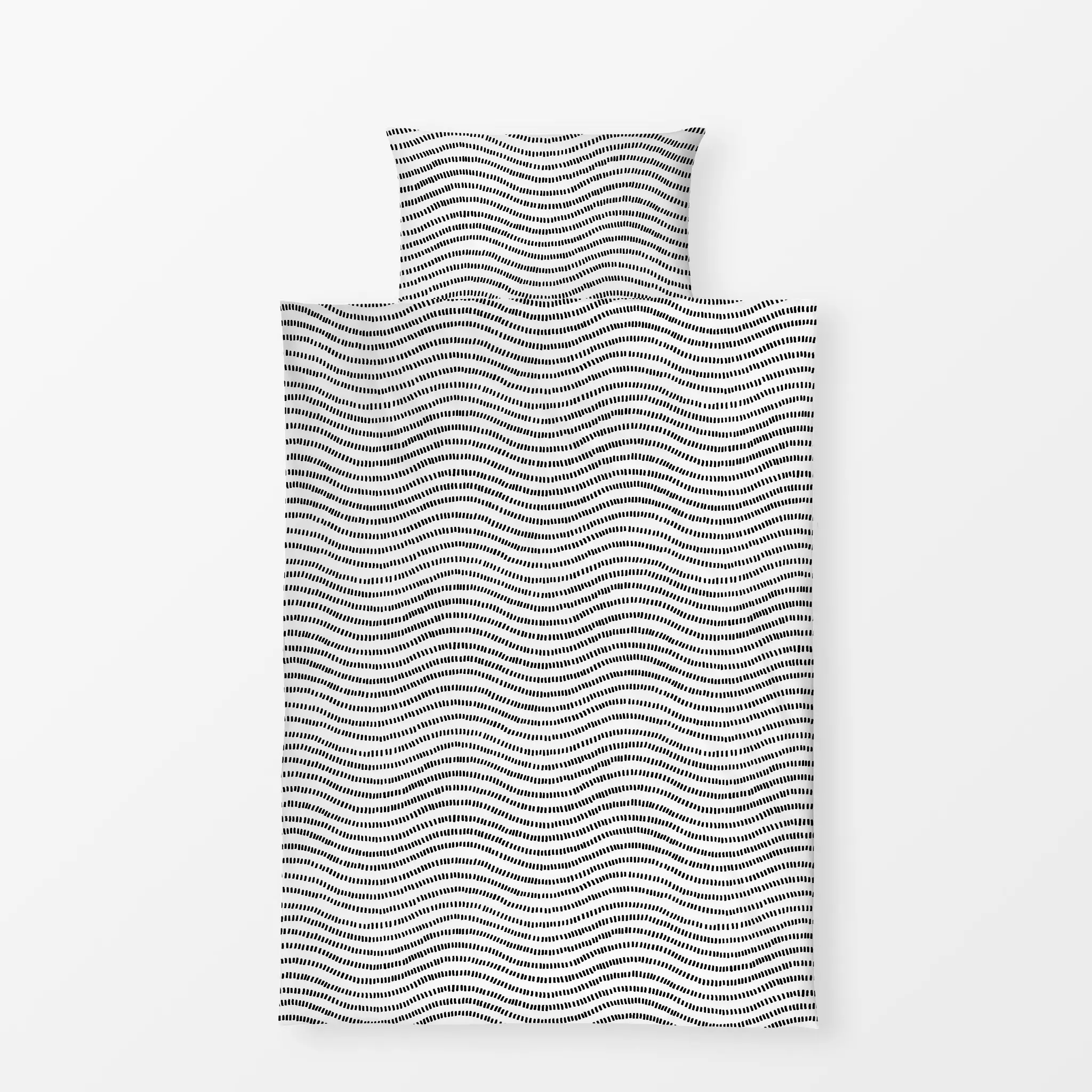 Bettwäsche Streifenliebe Wellen 1 - Symbole & Muster - von „Primus Pattern"; schwarz, Streifen, Striche, wellen, Girlande, k...