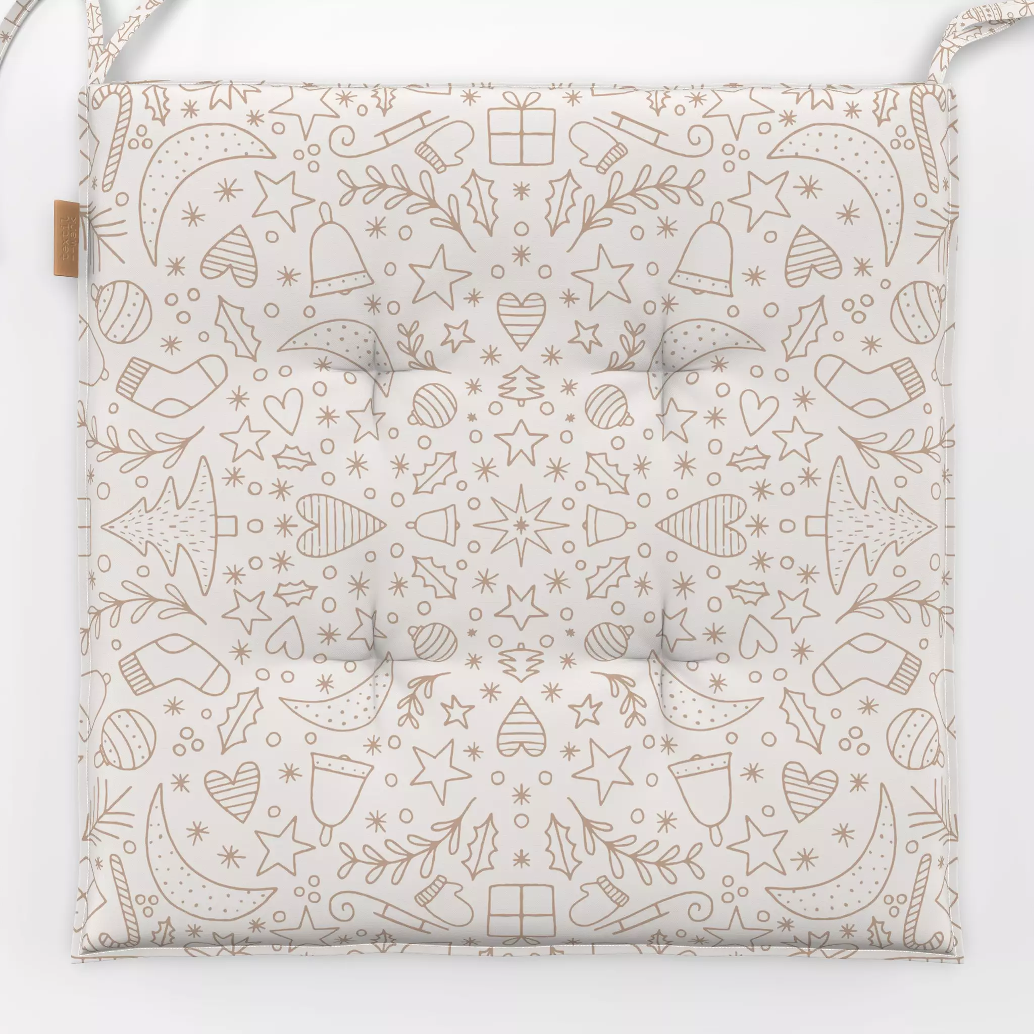 Sitzkissen Winter Icons light brown beige - Weihnachten, Winter, Symbole & Muster - von „Kathrin Woo"; Muster, Hygge, Weihna...