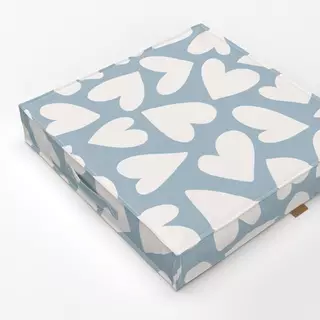 Bodenkissen Hearts blau beige