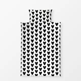 Bettwäsche Hearts black and white