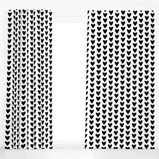 Dekovorhang Hearts black and white