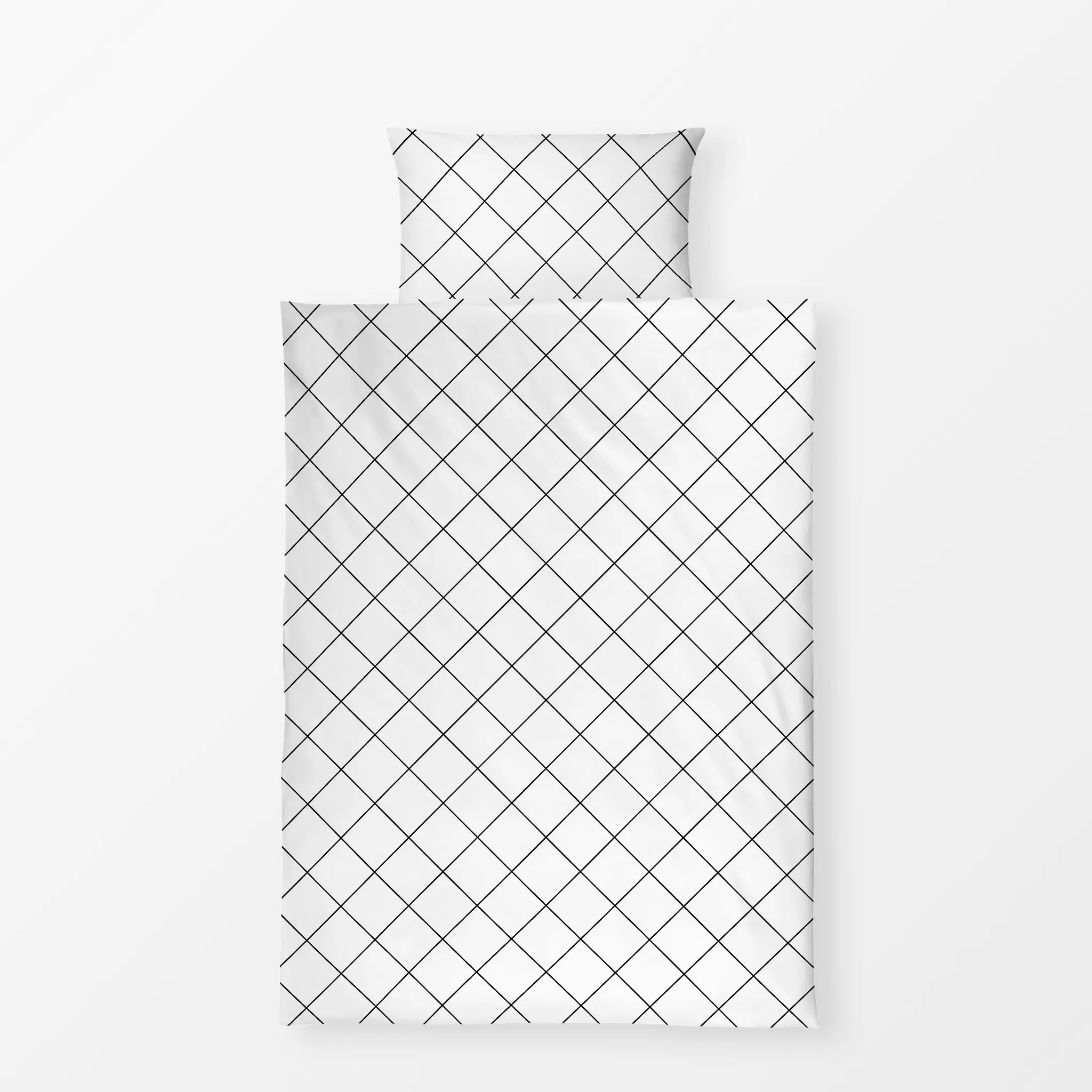 Bettwäsche Karos schwarz weiß - Symbole & Muster - von „Kathrin Woo"; minimal, Hygge, modern, Karo, Karos, kariert, blackand...