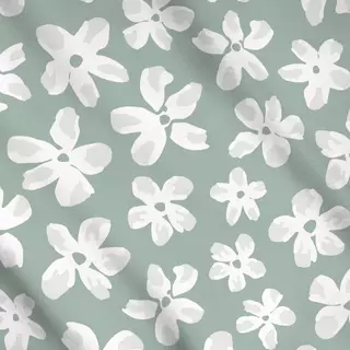 Meterware Abstrakte Blüten naturals grün